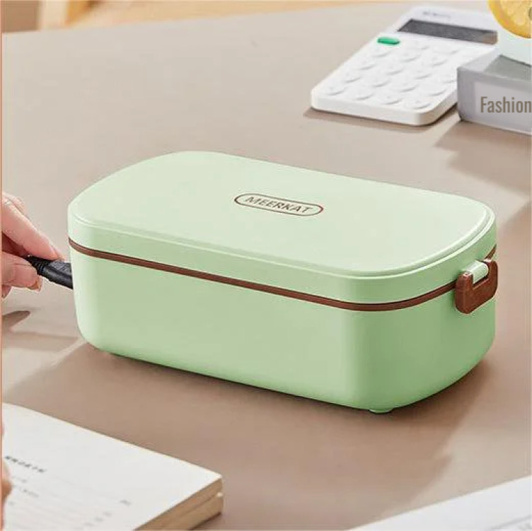Portable Electric Lunch Boxes Office Thermal Lunch Boxes Water Free Heating Bento Box Stainless Steel Food Warmer: army green