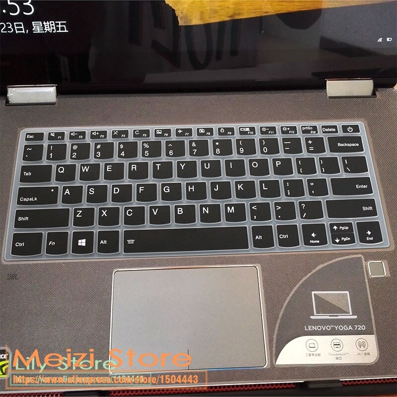 Laptop Keyboard Cover Skin Protector for Lenovo Ideapad S340 14" - Ultra-thin Silicone, Waterproof, Dustproof: Black