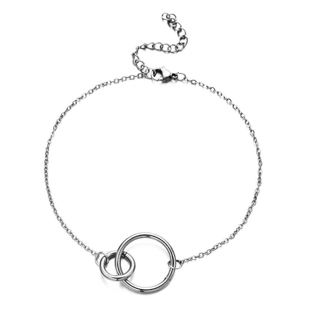 Rvs Multilayers Vierkante Ketting Charme Armbanden Voor Vrouwen Pijl Cirkel Koppels Armband Sets Vintage Sieraden: SA216-02-Silver