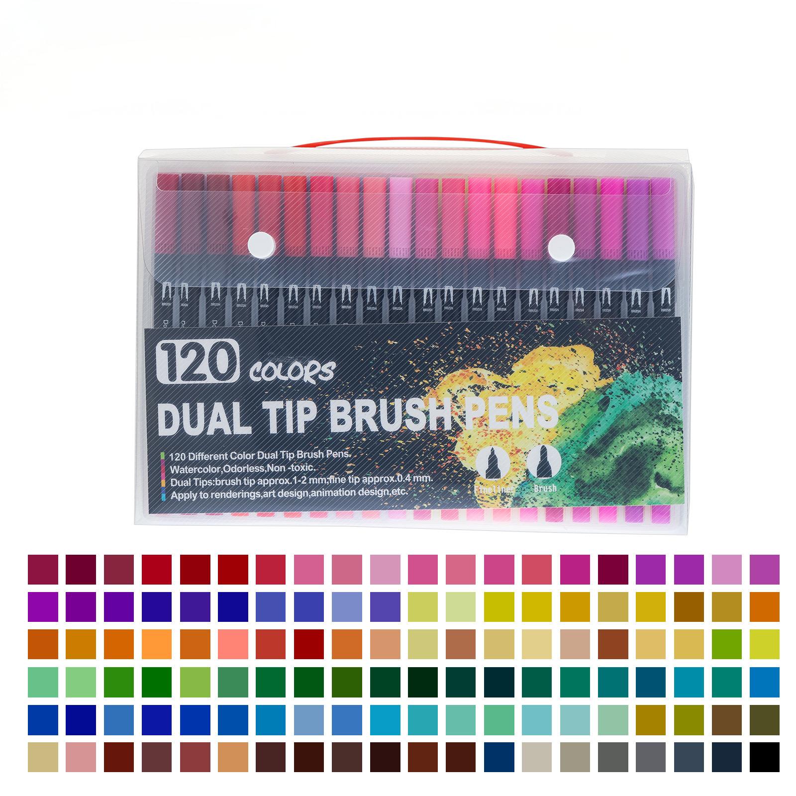 12-120 farger tusj tegning akvarell kunst tusjer dobbel pensel fineliner fargeleggingspenn sett til kalligrafi maleri: Blå