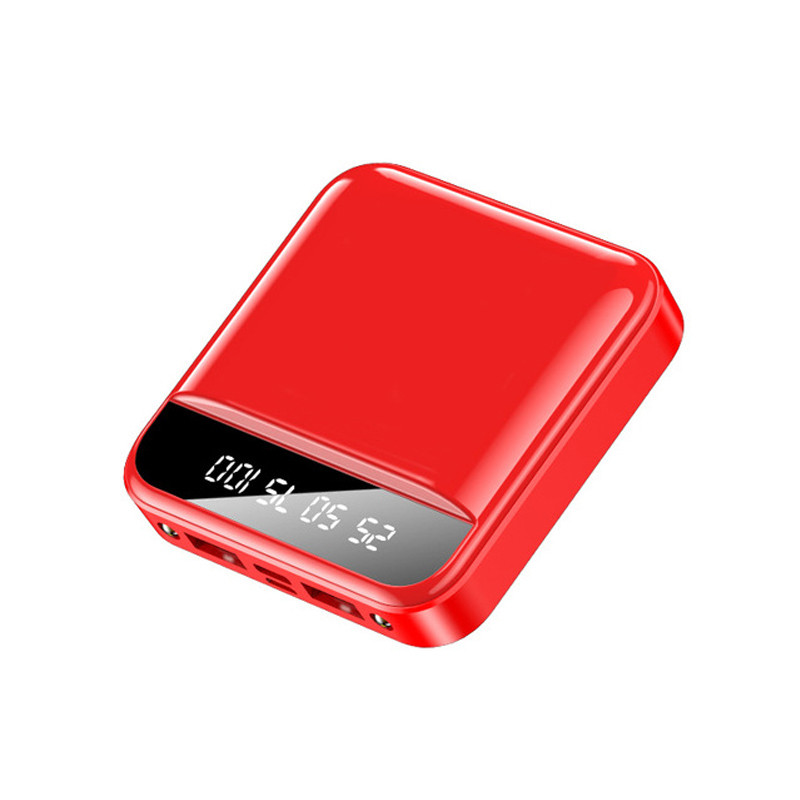 Mini Power Bank 30000mAh Portable Phone Charger Outdoor Travel Powerbank LED Light Poverbank LCD Digital Display for Smartphone: Red