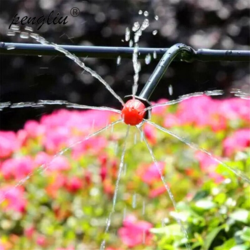 Kit de riego para Arduino, kit de riego para Arduino con manguera de 10M y 10 Uds de gotero de riego rojo, riego ajustable para invernadero doméstico, sistema de riego de jardín