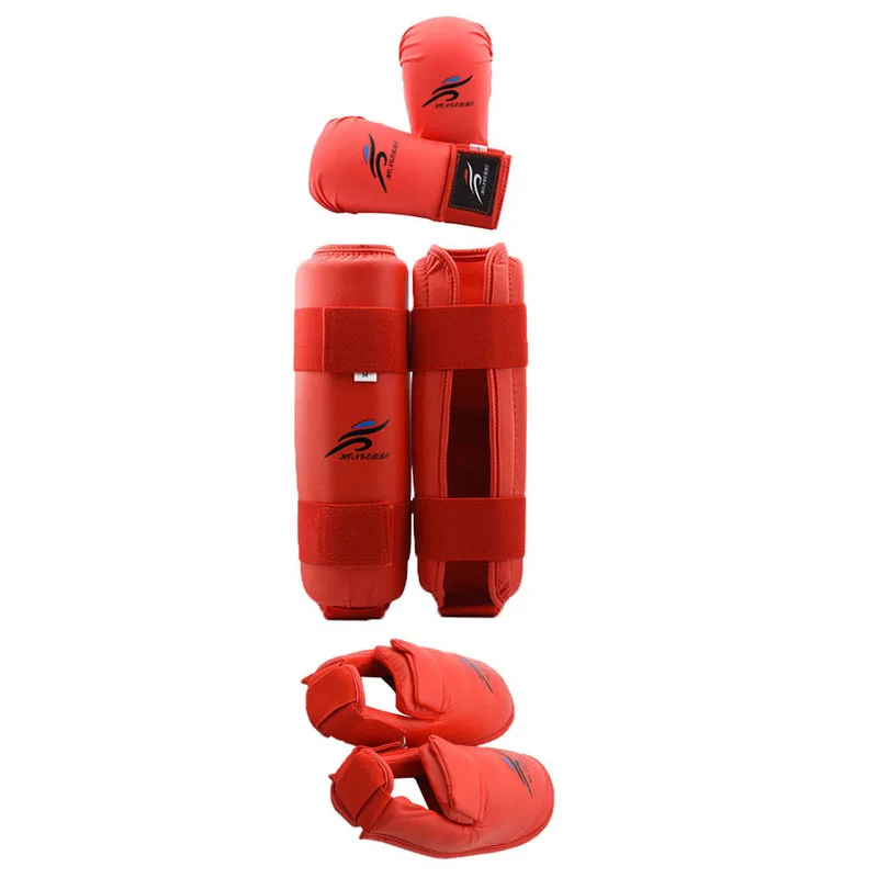 Taekwondo Karate Boxing Leg Hand Foot Protector Set Boxing Gloves Sparring Gear Shin Guard Sports MMA Kids Adults Equipment: XS（old） / GRAY