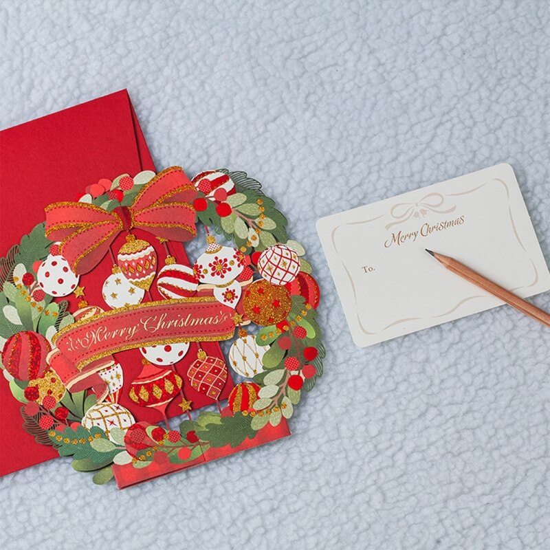 Feliz navidad tarjetas 3D UP rojo navidad de Navidad decoración de invierno cortado Año