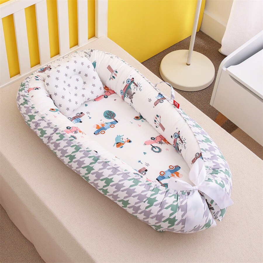 Mini berceau nordique Portable pour -né, impression de dessins animés, barrières de sommeil confortables dans le berceau pour Protection latérale, lit d&#39;enfant: 9