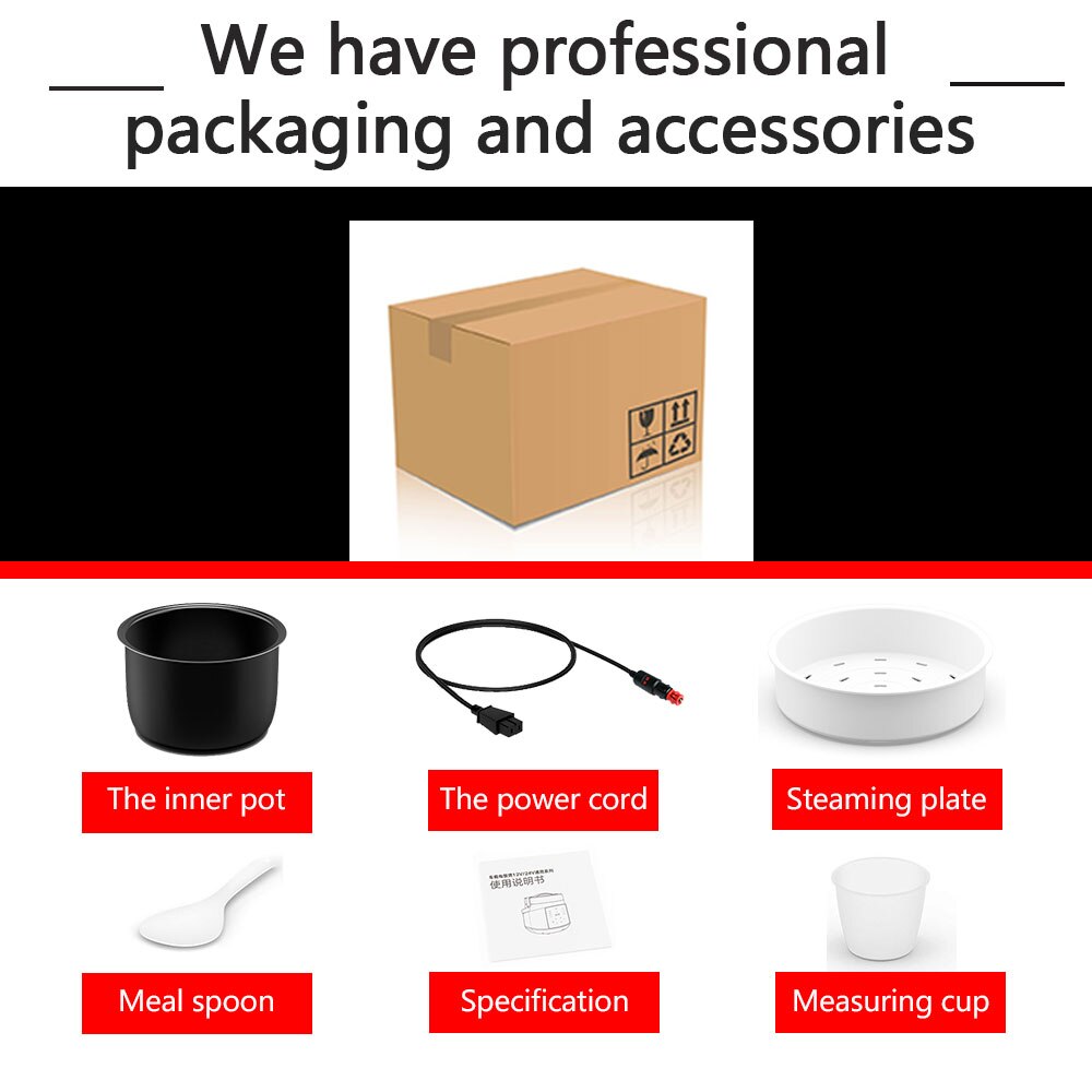 6 Cooking-Mode 12V/24V Electric Rice Cooker Multi-Function Intelligent Rice Cooker for Home Car