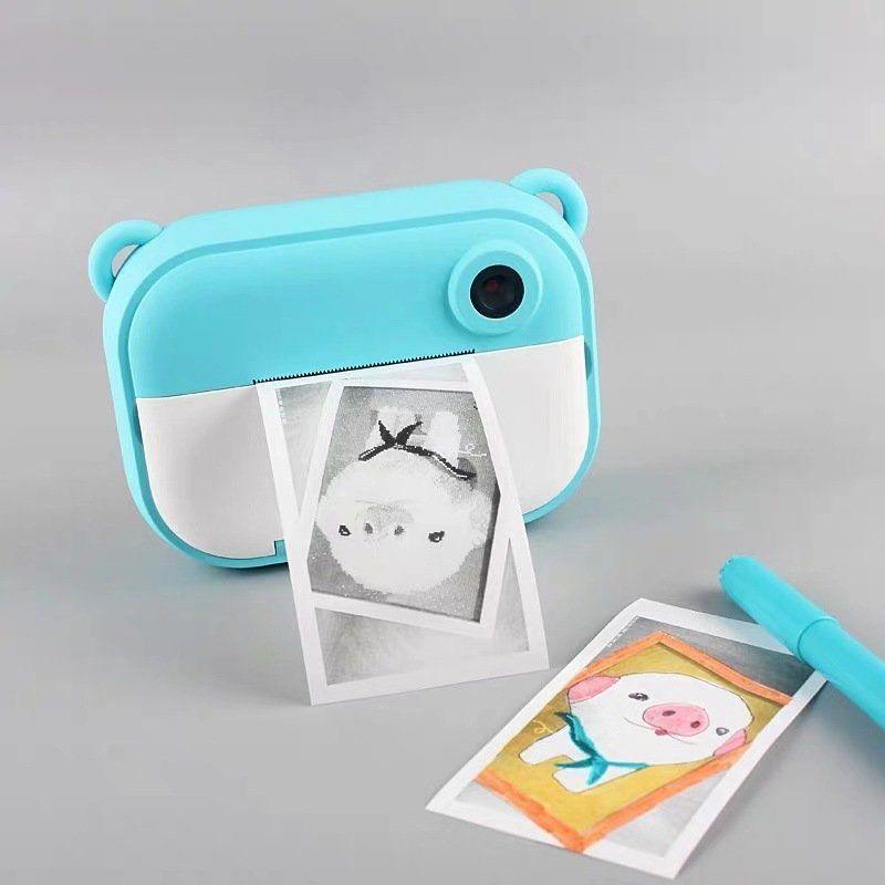 Kids Camera Digital Instant Printer Selfie Camera 12MP Voor Photo1080P Hd Video Dual Lens Camera Voor Kinderen 2.4Inch Kleur screen: Blauw