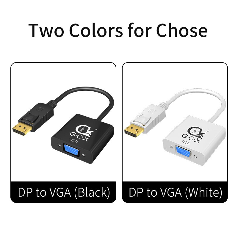 Gcx Displayport Naar Vga Video Converter 1080P 60Hertz Man-vrouw Display Port Dp Naar Vga activated Kabel Adapter