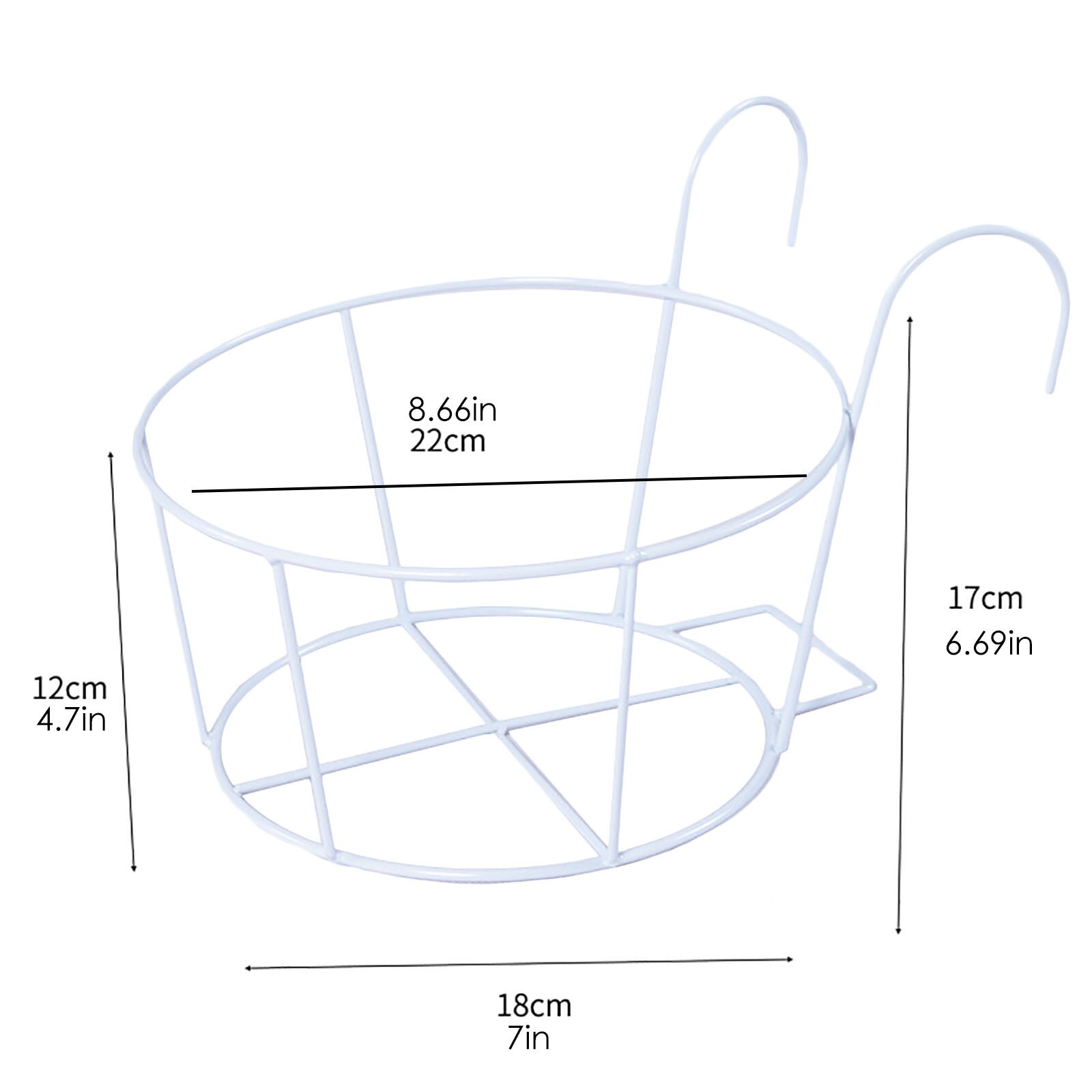 Soporte de Metal para plantas, Cestas colgantes para arte de Metal, soporte para maceta de flores sobre el riel, cerca de Metal, macetas, accesorios de cocina: White 