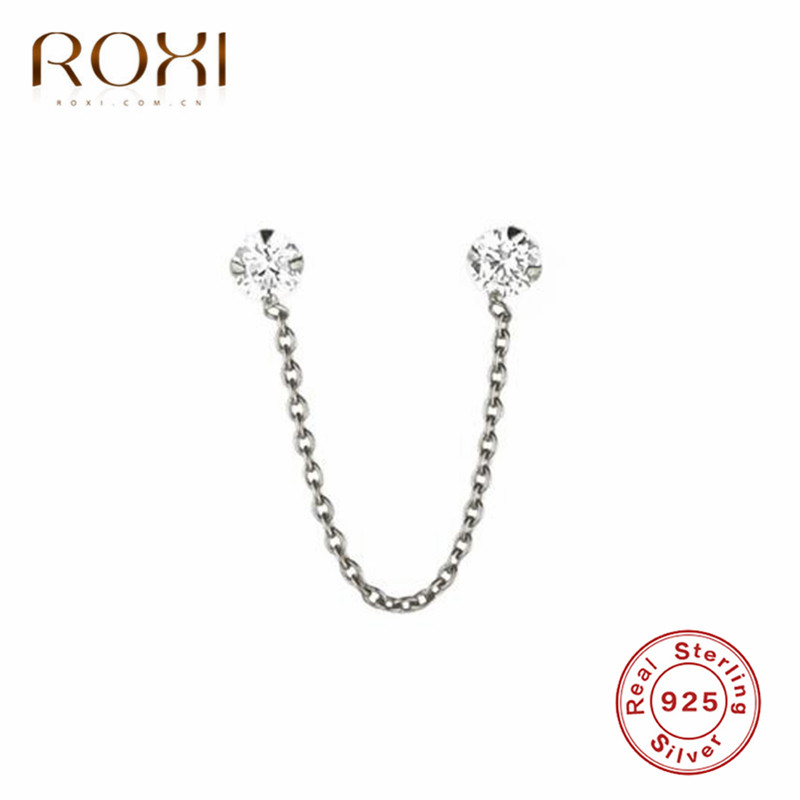 ROXI Minimal 925 Sterling Silver Long Chain Earrings for Women Gril Jewelry Korean Earring Ladies AAA Zircon Dangle Earring