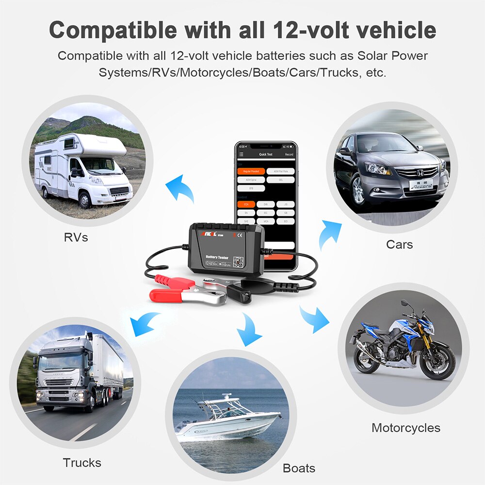 Ancel BT500 Auto Batterij Tester Draadloze Elektrische Circuit Zwengelen Test Android Ios Opladen Test Batterij Analyzer OBD2 Scanner