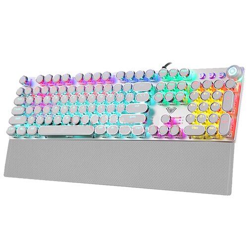 listing104-Key macro definition gaming keyboard desktop multimedia rotary button mechanical gaming keyboard+stickers: PK B YJ DT / black