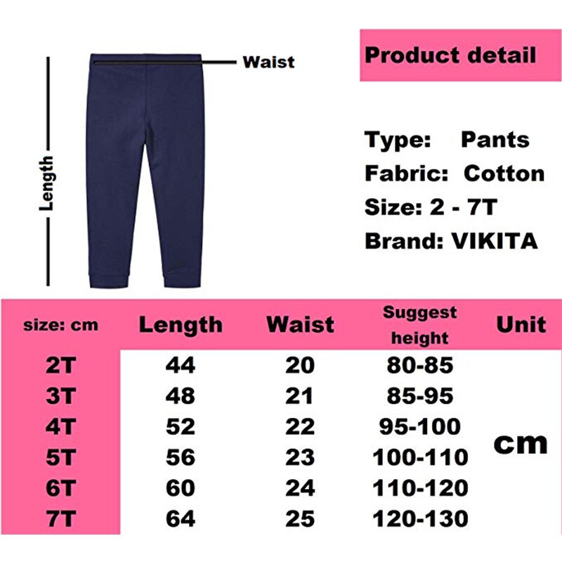 Leggings VIKITA 3-7 anni pantaloni per bambina cartone animato ricamo animale Leggings per bambini pantaloni per ragazze pantaloni autunnali per bambini