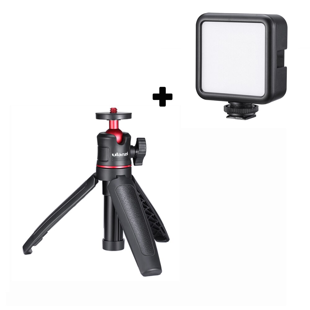 Ulanzi mt -08 mini stationær stativ &amp; håndholdt fotobeslag stativ 2- i -1 med fleksibel kuglehoved 1/4 tommer skruemontering: Med videolys