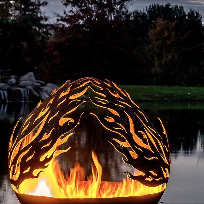 Outdoor Heating Prop Phoenix Rising Fire Sphere Outdoor Wood Burning, Phoenix Fire Pit, Outdoor Patio Fire Pit