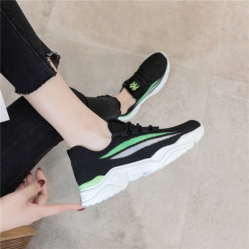 Mesh mesh schoenen kleine witte schoenen dames ademend veelzijdig zomer dikke bodem helling hoge hakken damesschoenen