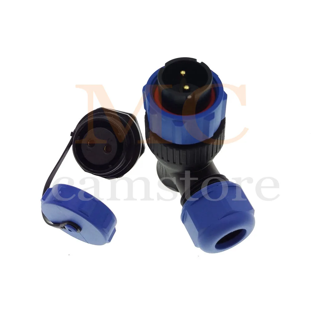 SP2116, waterproof connector 2-15 pin power cable flange panel mount connector Angle male and female connectors, IP68, solder