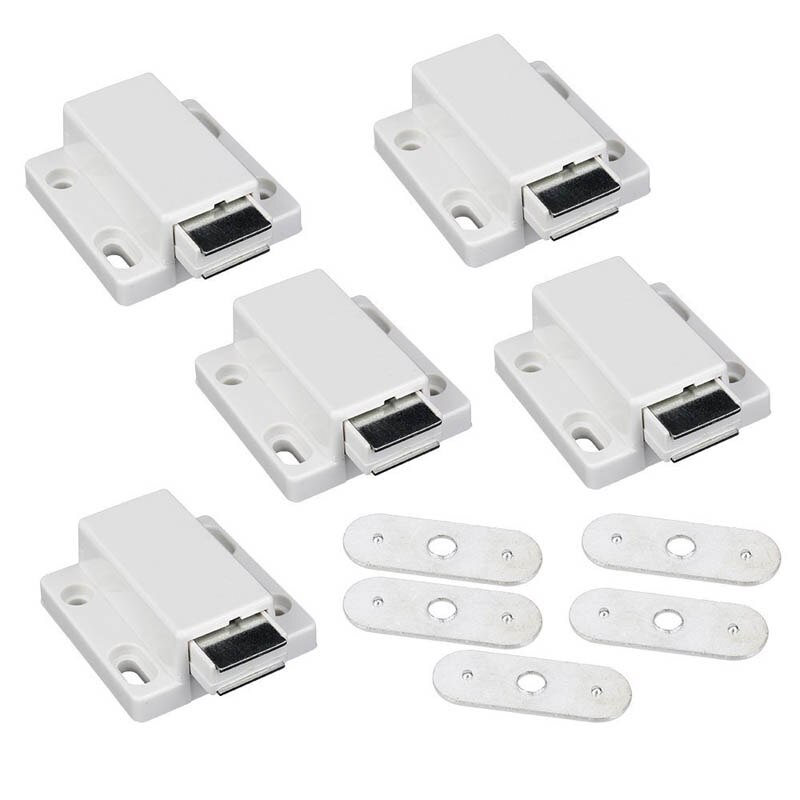 Interruptor Magnético para puerta de cristal, 5 piezas, imán cuadrado de una sola prensa, resorte invisible, cuentas táctiles, Tope de puerta, muebles
