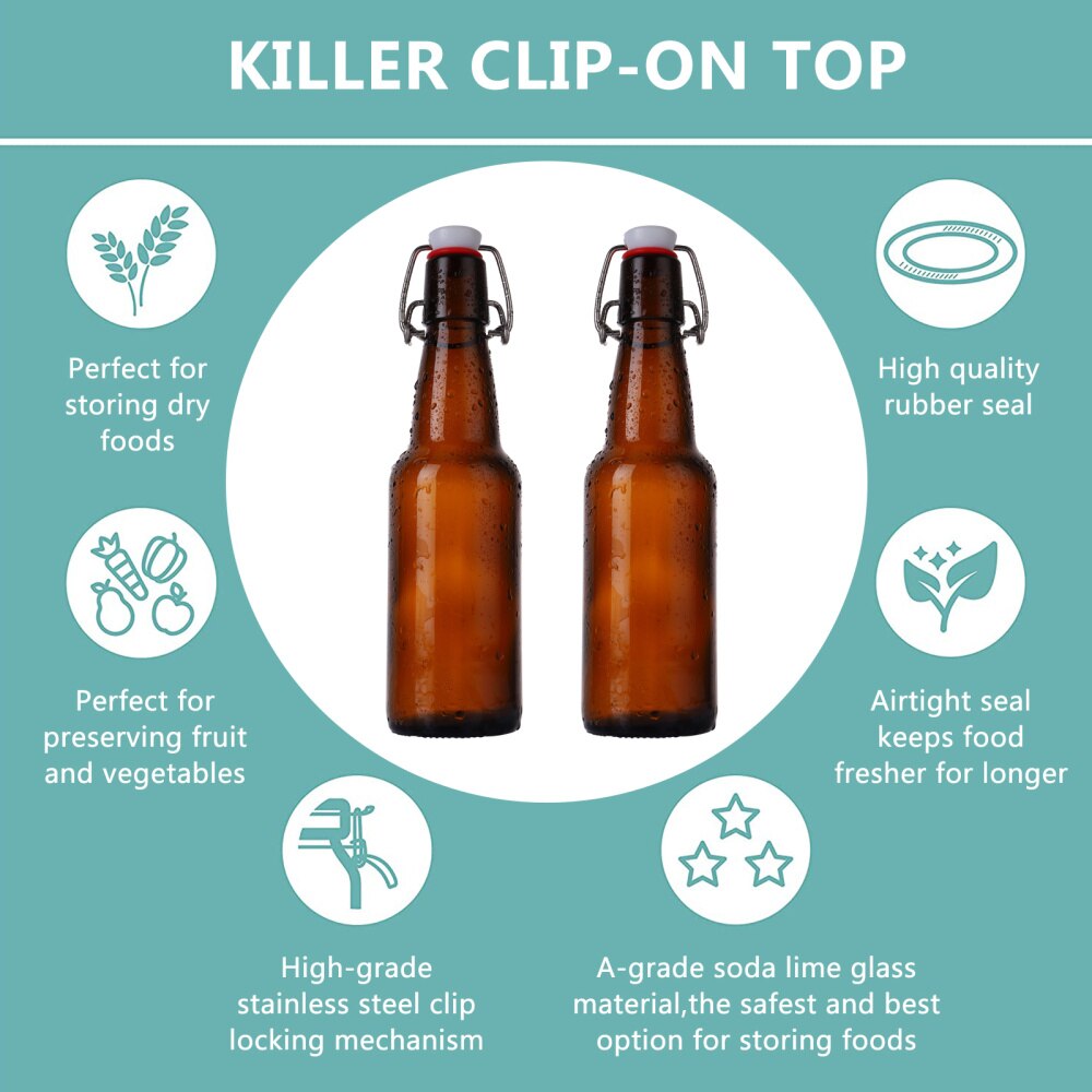 2 Pcs Sealing Container Beer Storage Bottle Glass Bottle With Buckle Household Glass Bottle for Decor Storage Juice Beer