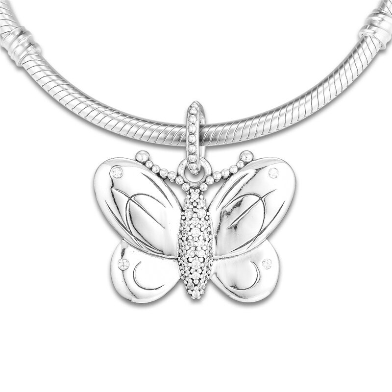 Convient à l'europe Bracelets perles décoratif papillon collier pendentif 925 en argent Sterling bracelet perles bricolage faisant de beaux bijoux