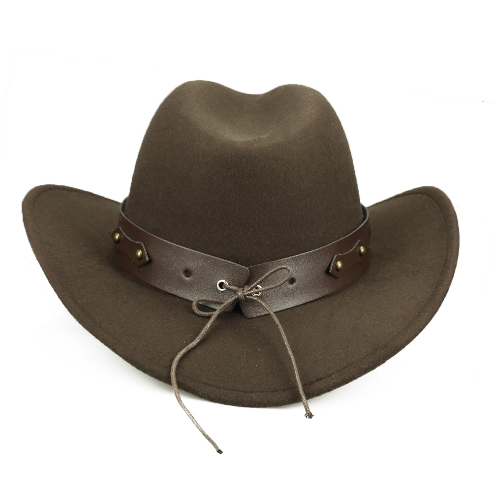 YY-casquette taureau à ceinture en cuir pour hommes et femmes, chapeau Cowboy en coton à bord large, à bord , pour hommes et femmes FD19060