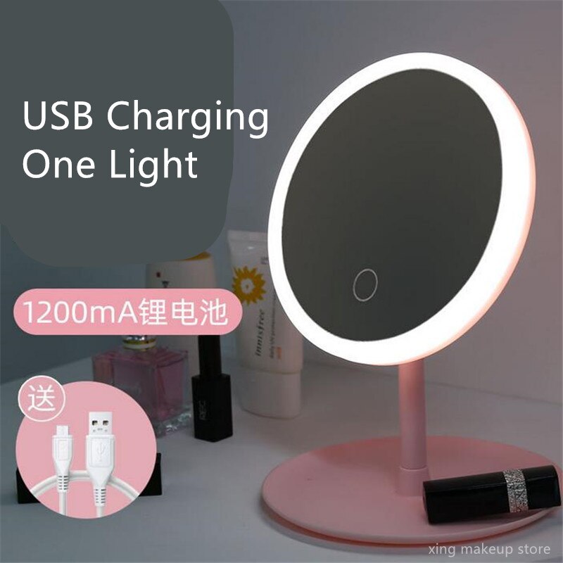 Adjustable Touch Screen Makeup Mirror With Led Standing Mirror Backlit Light Cosmetic Mirrors USB Charging 20#: ping one light