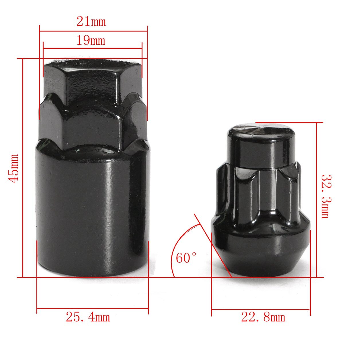 21Pcs/Set M12x1.5mm Black Alloy Car Wheel Locking Nuts Blots Locker With Key For Ford for Focus for C-Max 2007
