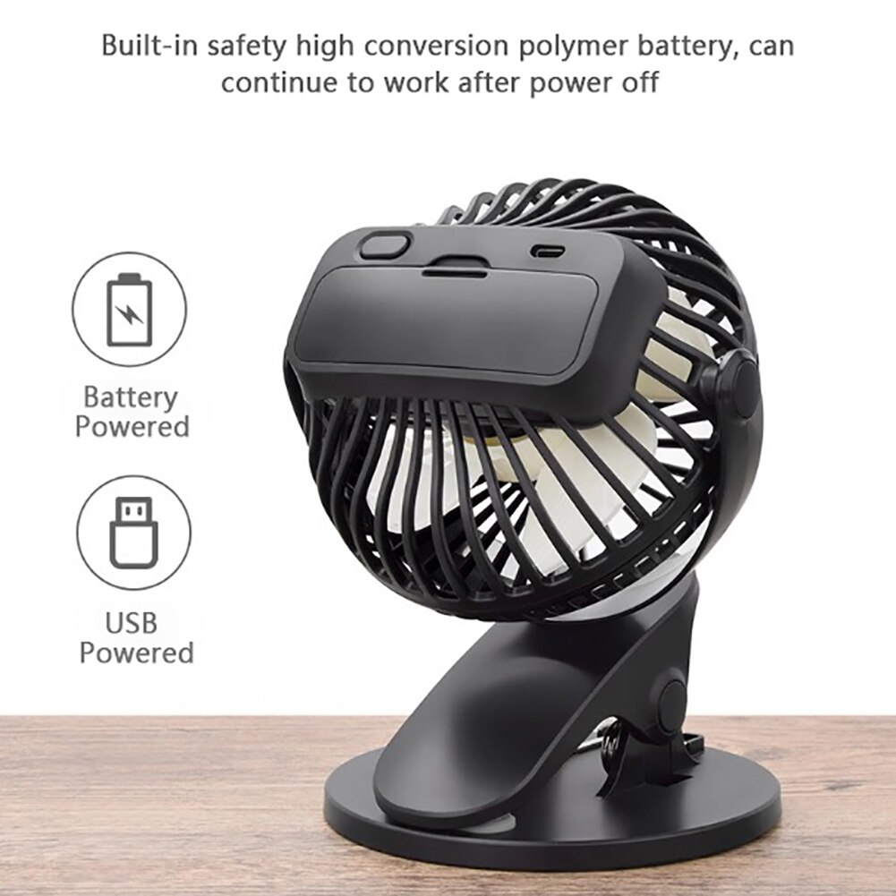 Portable Usb Dual Battery Clip Fan Mini Portable Charging Fan Clip Small Fan Office Desktop Car Clip Fan No Battery