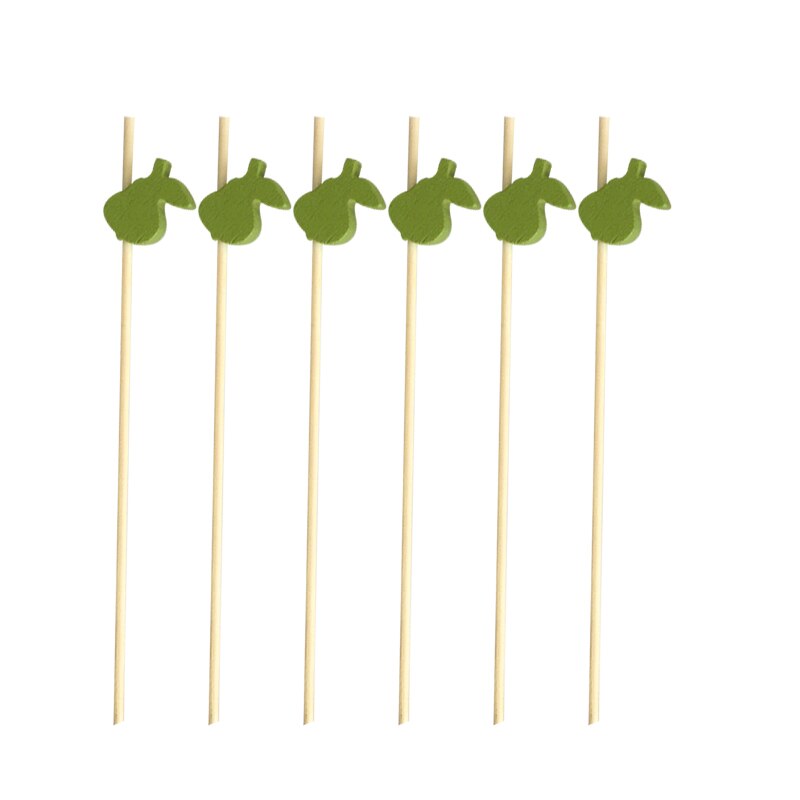 100 stk 12cm jordbærformede fruktspyd bambusspyd cocktail dessert gaffel tre frukt forrett tannpirker perle frukt: Grønn pæreform