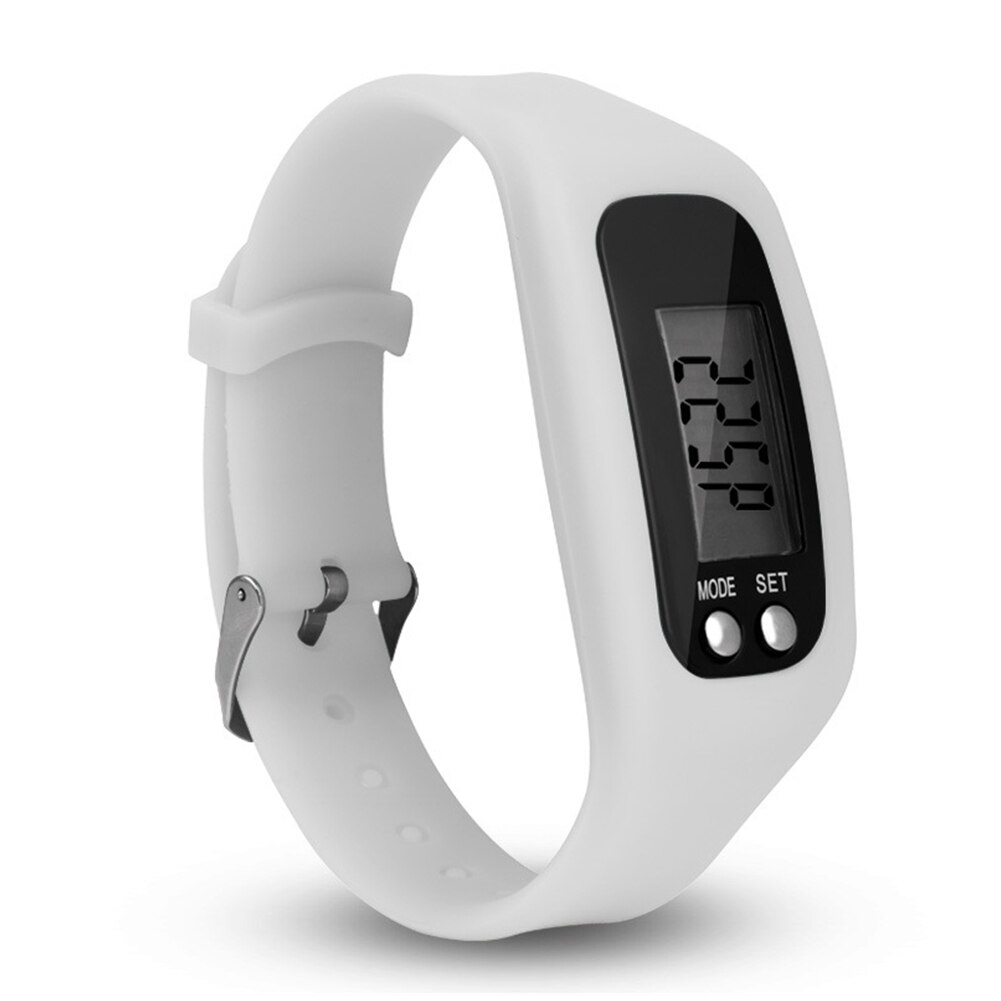 Armbinde Armbinde Kalorie Pedometer Silikon draussen gehen Schritt Zähler Sport Abstand Clever Uhr Tragbare LCD Anzeige: Weiß