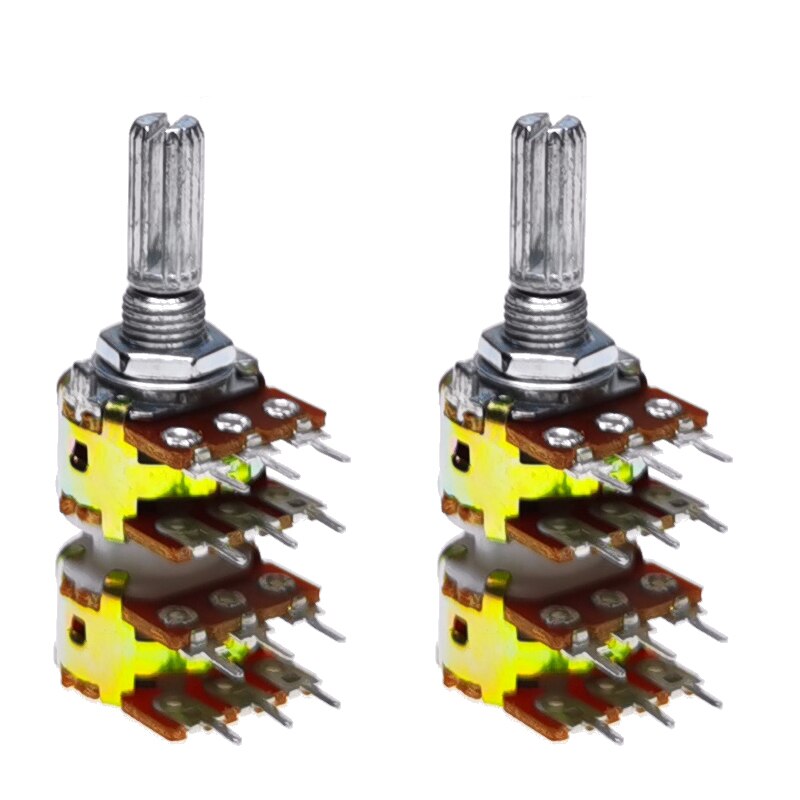 1Pcs-3Pc RV124F Tw B50K 50K Stereo Volume Potmeter Audio 4 Kanalen Volume Potentiometer 50KBX4 Alpha RK16: 2PCS