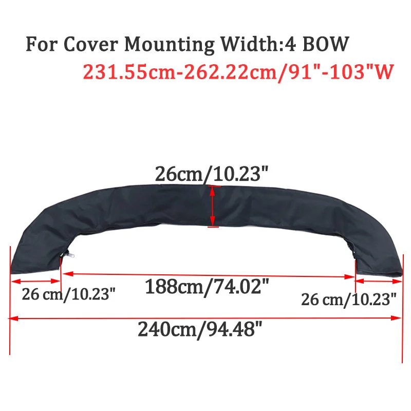 600D 4-Bogen-Bimini-Top-Kofferraumabdeckung ohne Rahmen, Yacht-Bootsabdeckung mit Reißverschluss, UV-beständig, wasserdicht, staubdicht, Marine-Zubehör: Himmel Blau