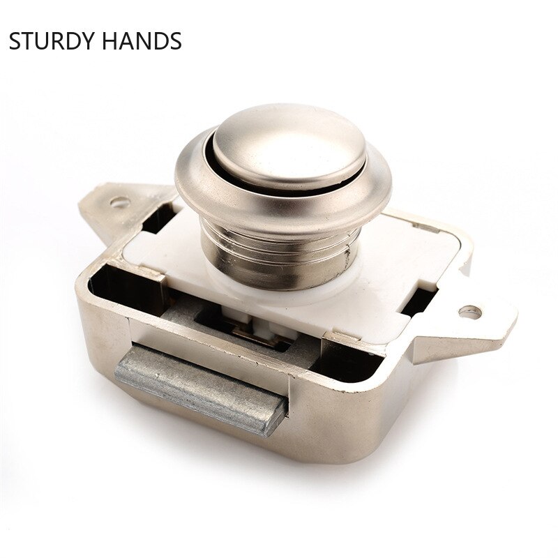 Zinc Alloy Push Button Latch for Cabinet Bedroom Dressing Table Drawer Keyless Handle Locks Home Renovation Hardware Supplies
