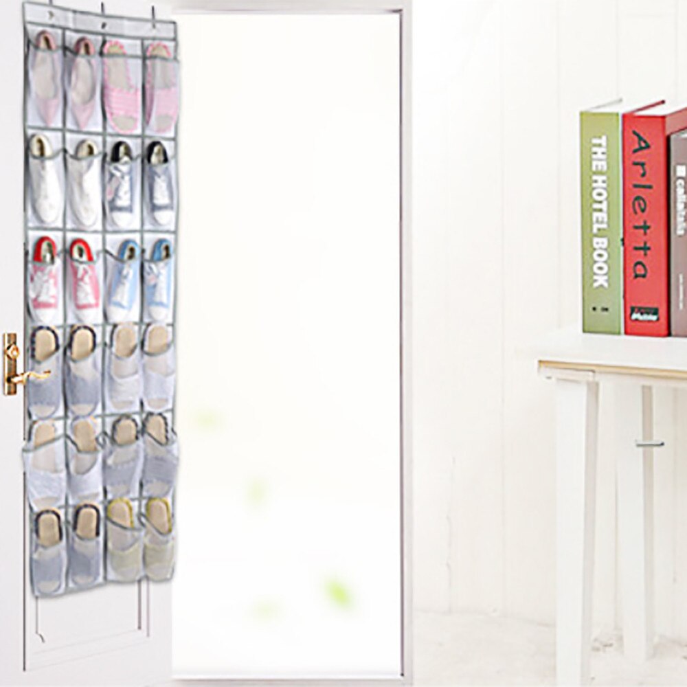 24 poches suspendus organisateur de chaussures porte murale chaussures claires suspendus organisateur sac de rangement avec cintre pochette support de placard #15