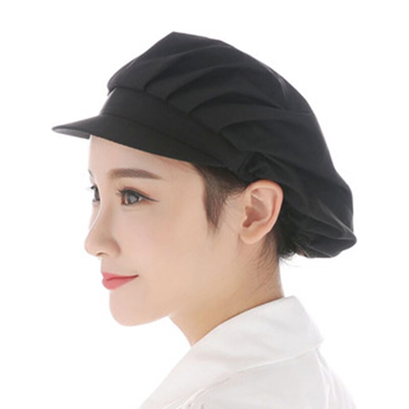 Gorro de Chef para hombres y mujeres, accesorios para restaurantes, gorro de cocina a prueba de polvo, gorro transpirable para cocinero de Hotel, gorro de cocina elástico para Uniforme de Trabajo: Black Cloth