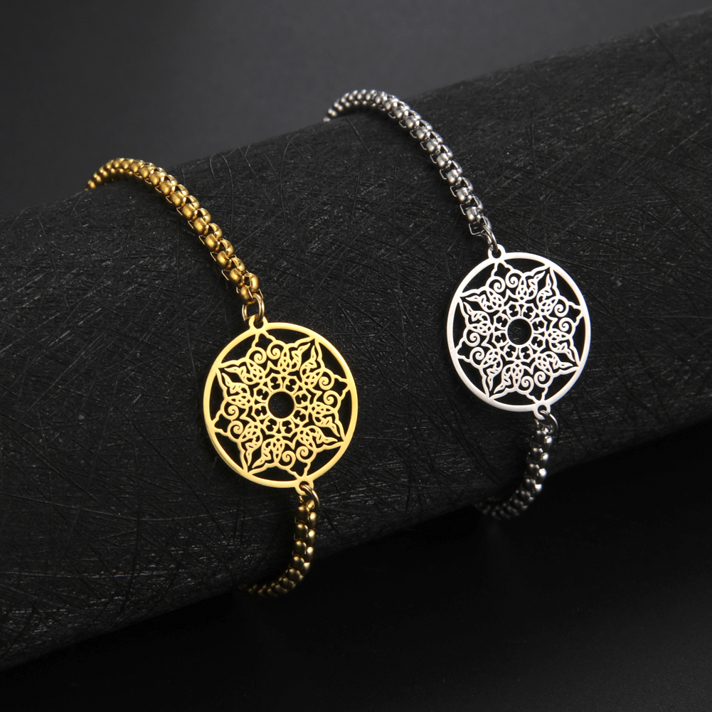 Teamer Jahrgang frauen Armbinde Edelstahl Reize Kasten Verknüpfung Kette Amulett Schmuck Wicca Wikinger Zubehör Pentagramm: Gold / Heißes Stempeln