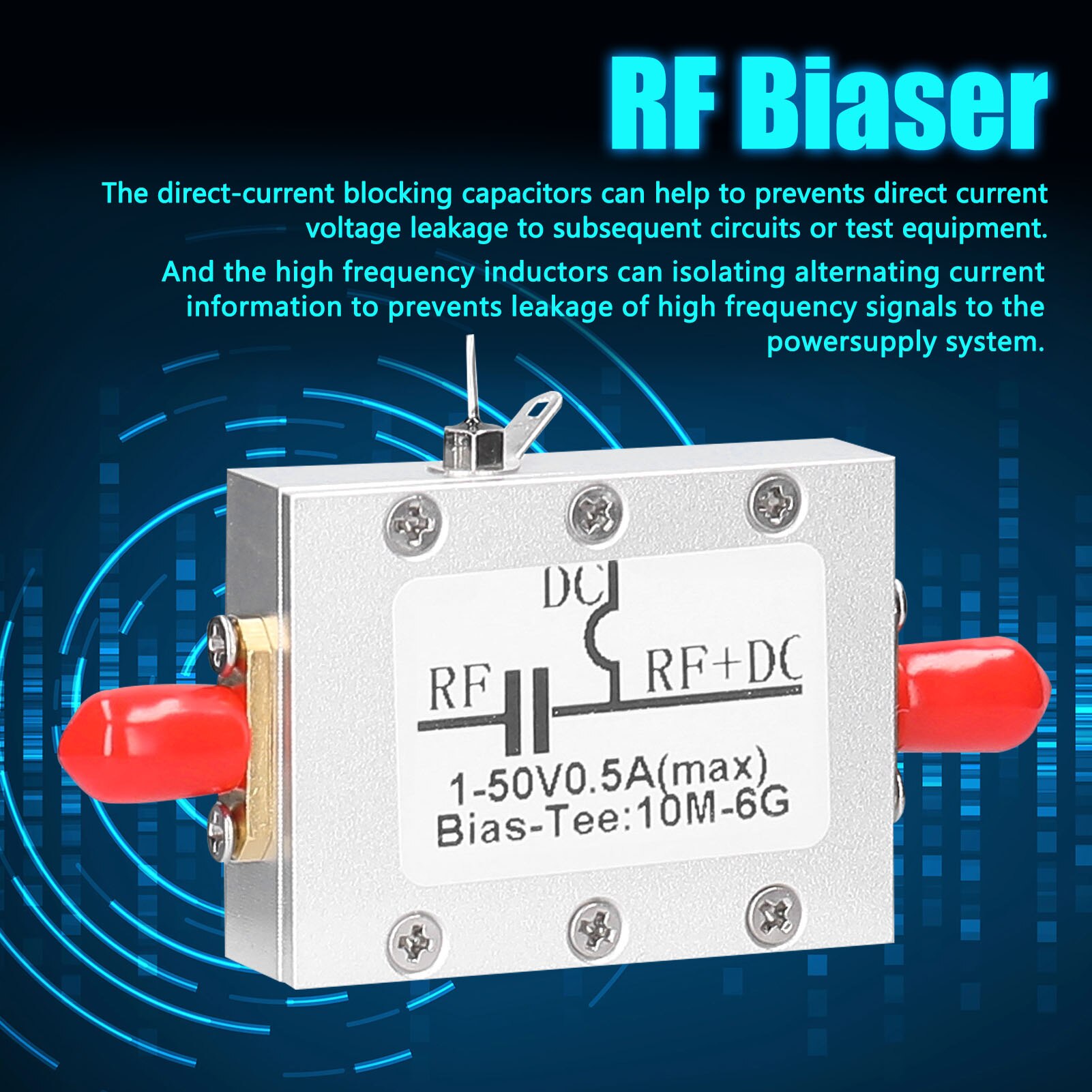 10MHz-6GHz High Frequency RF Biaser Blocker Coaxial Feed BiasTee Blocking Device