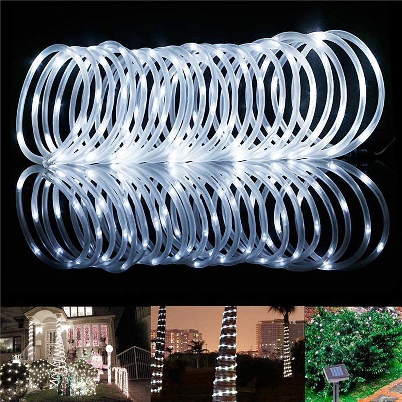 50/100 LEDs Solar Powered Rope Tube String Lights Outdoor Waterproof Fairy Lamps Garden Garland For Christmas Yard Decoration