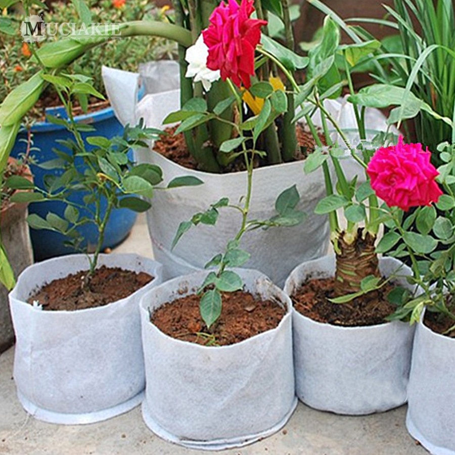 MUCIAKIE Root Control Bag tkanina sadzenie zielone rosną torby pojemnik na korzenie woreczek na rośliny białe doniczki zagęścić torby do sadzenia ogrodu