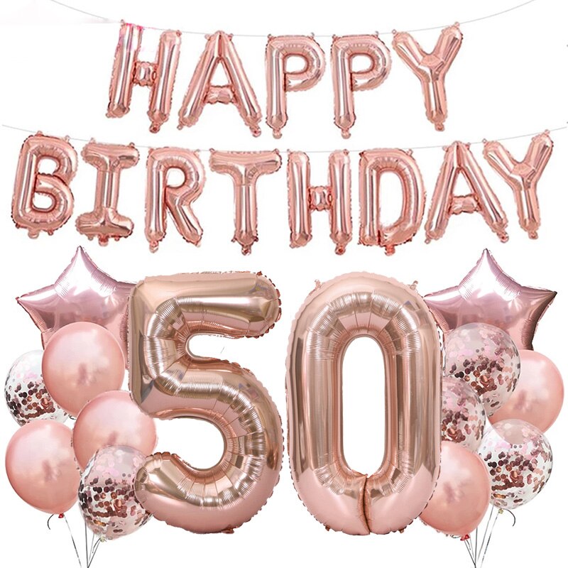 32 Inch Rose Gold Happy 30 Years Old Birthday Party Decorations Adult Number Balloon 18 21 40 50 60 70 80 Birthday Decor Globos