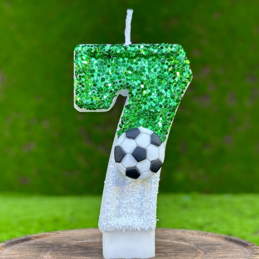 Football Cake Candles Birthday Number Candles Soccer Candles Cupcake Toppers Cake Decorating Supplies Football: Fluorescent Green
