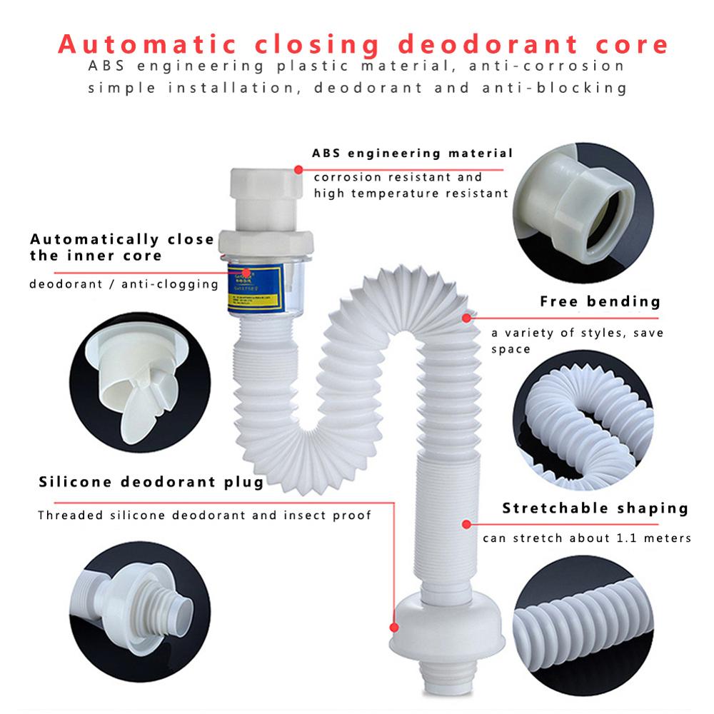 Telescopic Deodorant Hose Drain Sink Wash Basin Under The Water Pipe Basin Pipe Dispenser Accessories