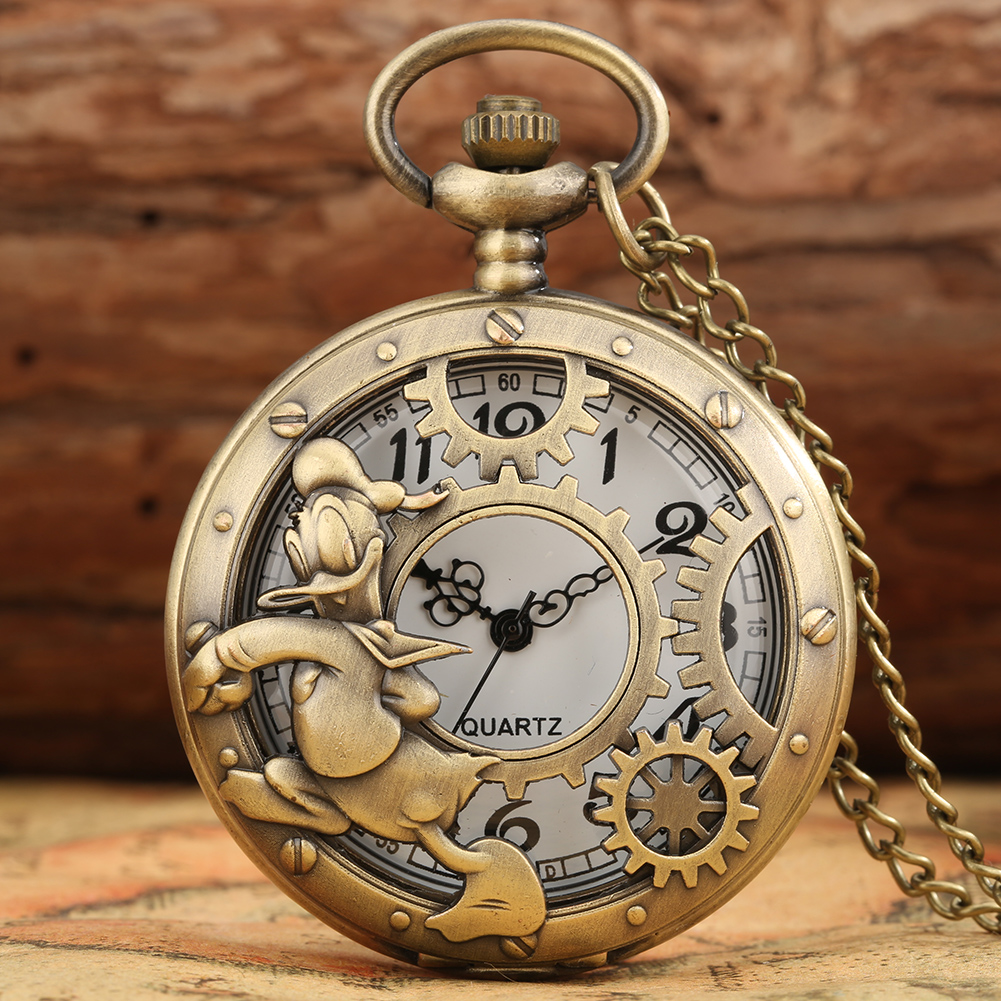 Bronze Pocket Watch Hollow Engraving Lotus Pond Carp Swimming Pendant Necklace Quartz Pocket Watch for Men Relógio De Bolso: P4695 fine chain