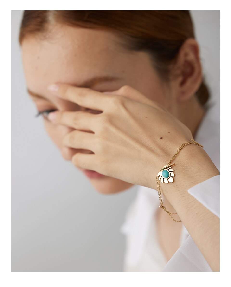 Yhpup Rvs Laat Stone Hanger Ketting Armband Set Stijlvolle Gouden Ketting Dubbele Gelaagde Sieraden Set Bijoux Femme