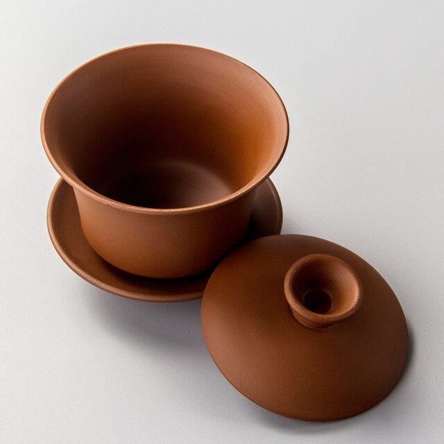 Kinesisk teaset gaiwan te koppar lera lera terrin 120ml lock skål tefat zisha te brygga te kopp: D
