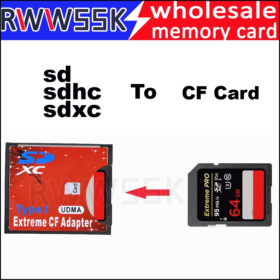 SD SDHC SDXC card CF Compact Flash Type I SD naar CF card Adapter tot 256 GB