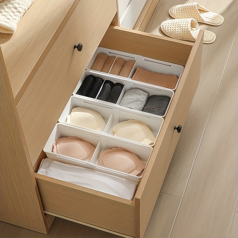 Caja de almacenamiento de compartimentos ajustable, cajón de almacenamiento retráctil funcional para el hogar con divisor de compartimentado