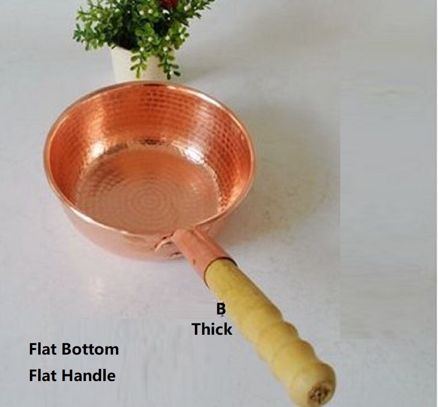 Handmade Pure Copper Rice Noodle Soup Pot Thick Wooden Handle: B Thick