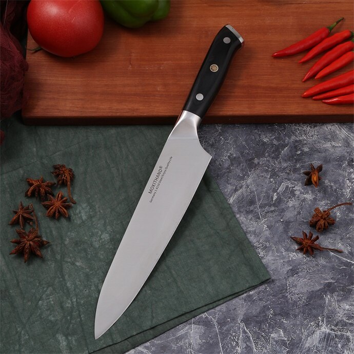 Japanske køkkenknive skarpe kokkeknive sæt tyskland 1.4116 højkulstofstål santoku frugtudbening kogekniv håndlavet: 8.0 kokskniv