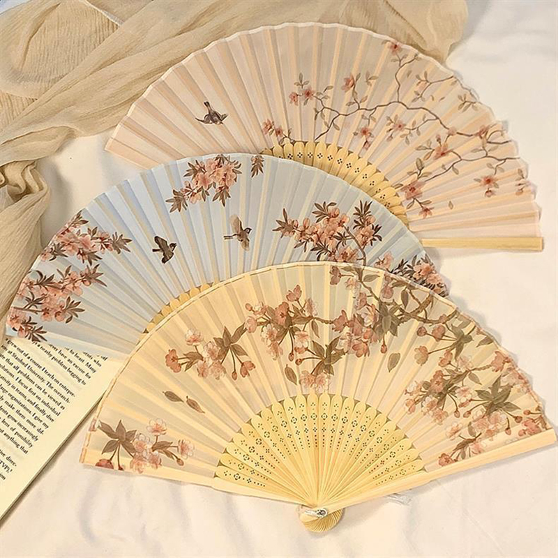 Abanico de mano plegable para decoración floral, abanico japonés de bambú antiguo para mujer, abanicos personalizados para baile, accesorios de decoración para de boda, abanico para mujer